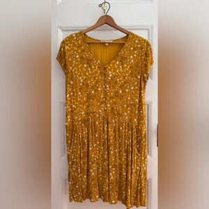Garnet Hill Mustard Floral Dress